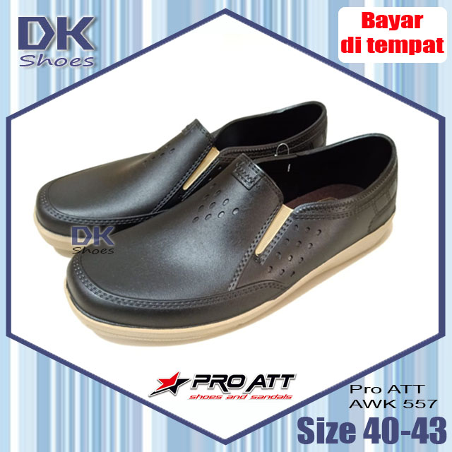 Sepatu Pro ATT AWK 557 Pria 40-43 Hitam PVC Karet Pria Kerja / Sepatu Sneakers Slip On Pria Karet