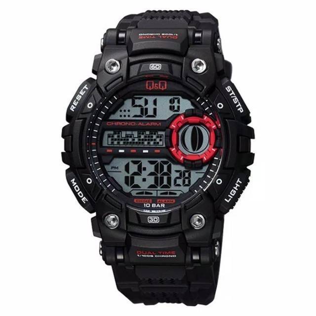 Original Jam Tangan Q&Q M161J Series Original Abu Digital Rubber Strap Water Resis Jamtangan QnQ