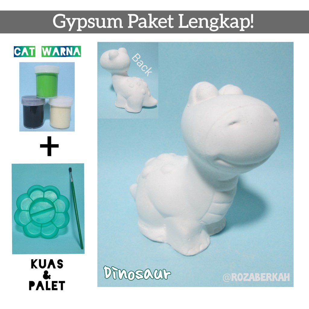 Paket Lukis Patung Gypsum 3D Dinosaur