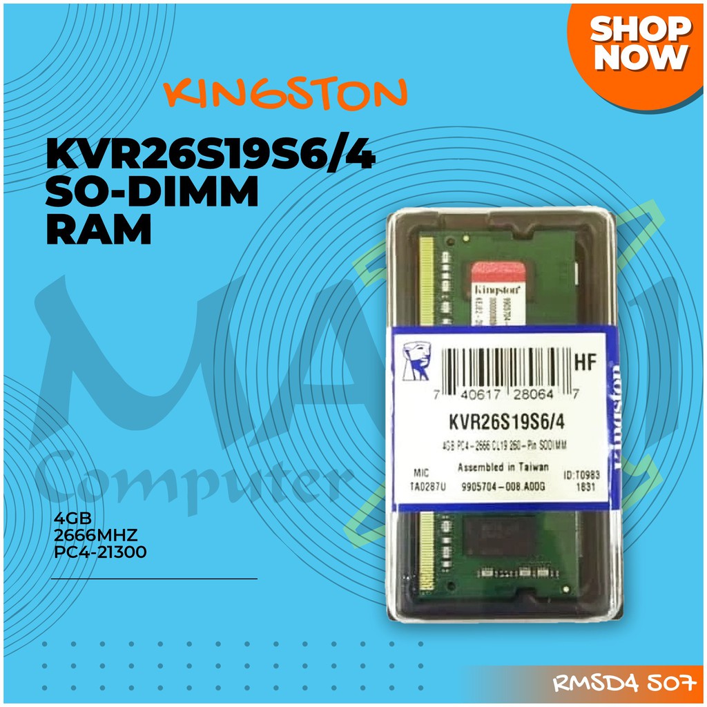Kingston KVR26S19S6/4 4GB PC4-21300 DDR4 2666 Sodimm Memory RAM