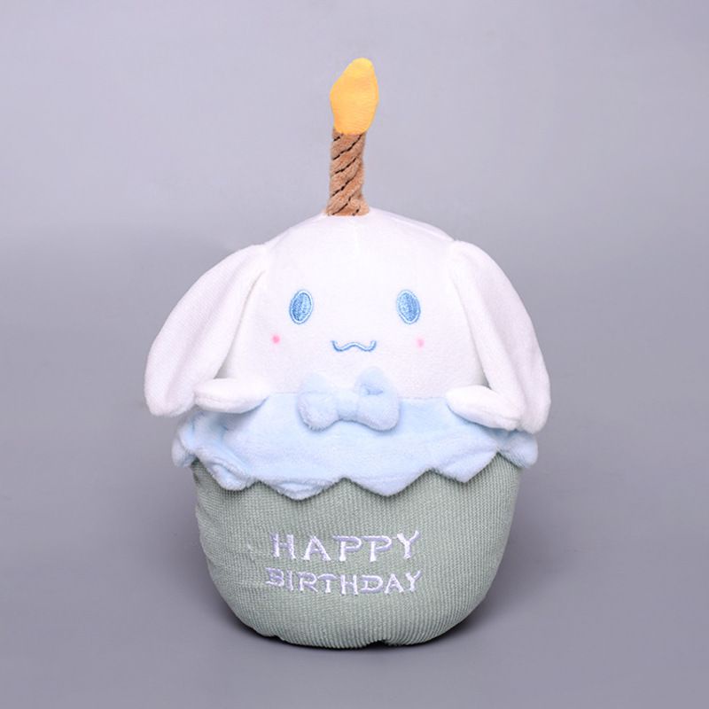 Ready Stock !!! New Sanrio Cartoon Birthday Cake Shape Kuromi Melody with Musical Candle Plush