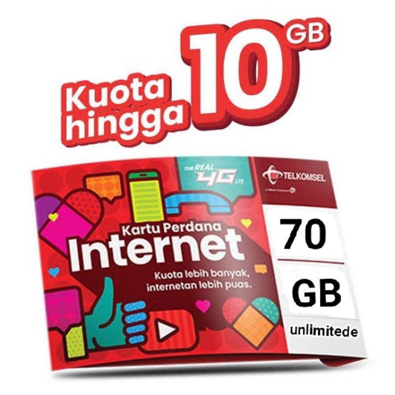 PERDANA TELKOMSEL 70GB UNLIMITEDE MAX