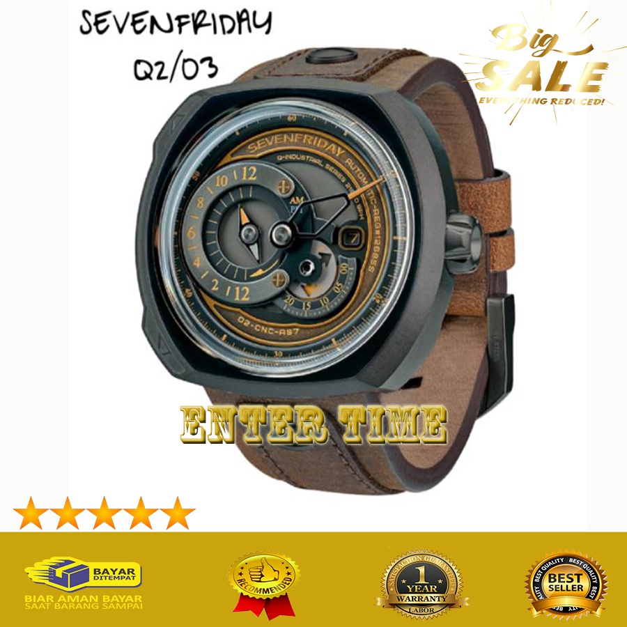 MEGA SALE  JAM TANGAN PRIA IMPORT TERBARU SEVEN FRIDAYY SF Q2-03 Q2-03 LEATHER STRAP JAM TANGAN FASH