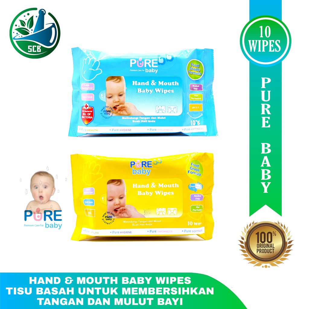 Pure Baby Hand Mouth Baby Wipes Varian isi 10
