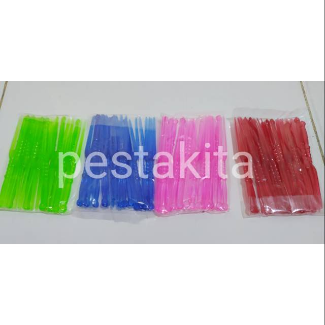 { isi 20 Pc } Garpu Kue / Garpu Buah / Garpu Plastik Warna Random / Garpu pesta ukuran 9 cm