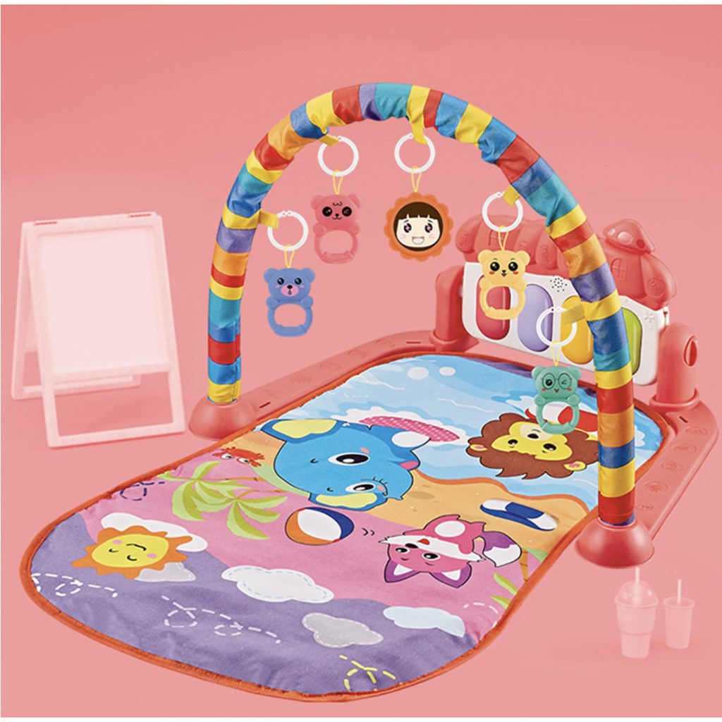 Play Gym Bayi Bisa Bunyi Musical Baby PlayGym Mainan Walker Anak Bayi Play Gym Mat Rattle &amp; Piano Playmat Matras chn