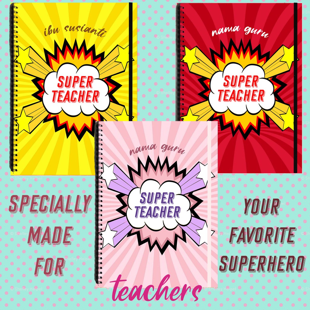 

CUSTOM SUPER TEACHERS HADIAH GURU Spiral Ruled Notebook Diary Sekolah School Supplies Buku Tulis