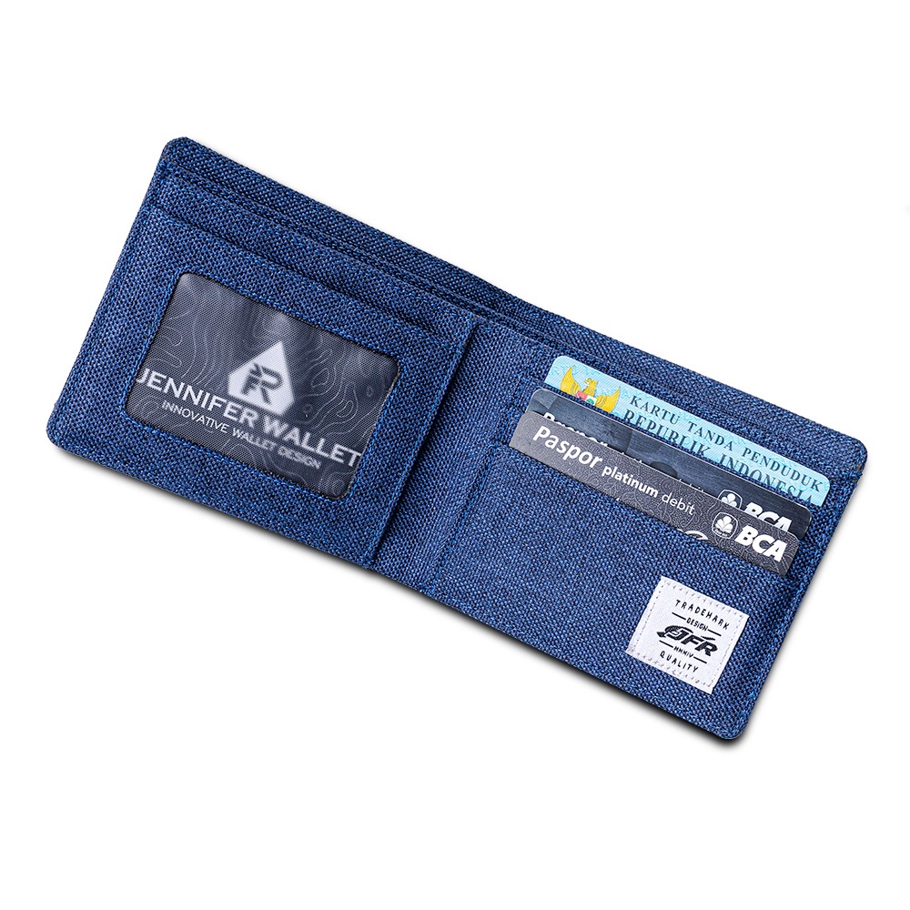 [HANYA DI SHOPEE]  JFR Fashion Dompet Pria Bahan Kulit Canvas JSHOP-03 BIRU-3