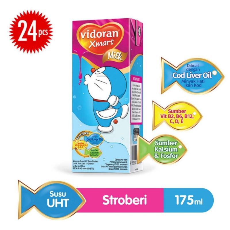 

VIDORAN Xmart Kids Susu UHT Strawberry - 175ml