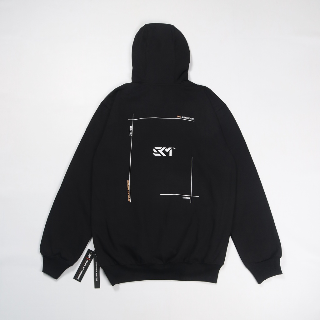 Shikat Miring Hoodie Outline Black
