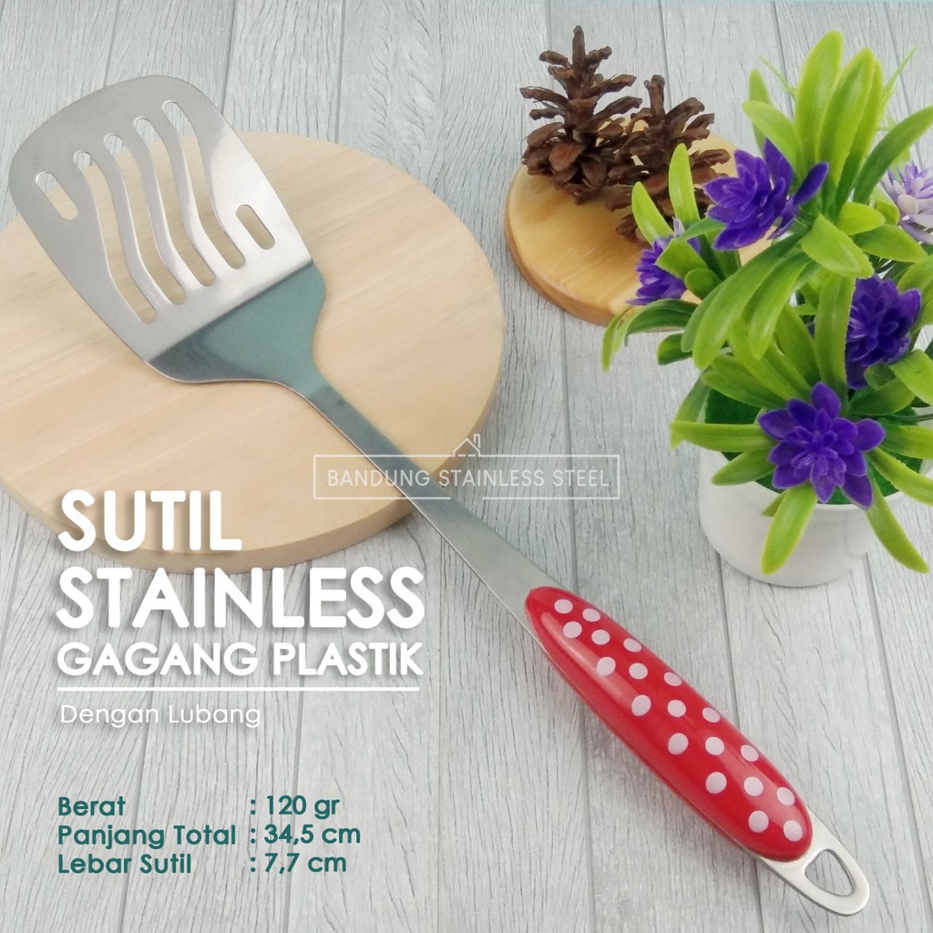 Susuk sutil spatula stainless steel murah gagang plastik  dengan lubang KW-W03