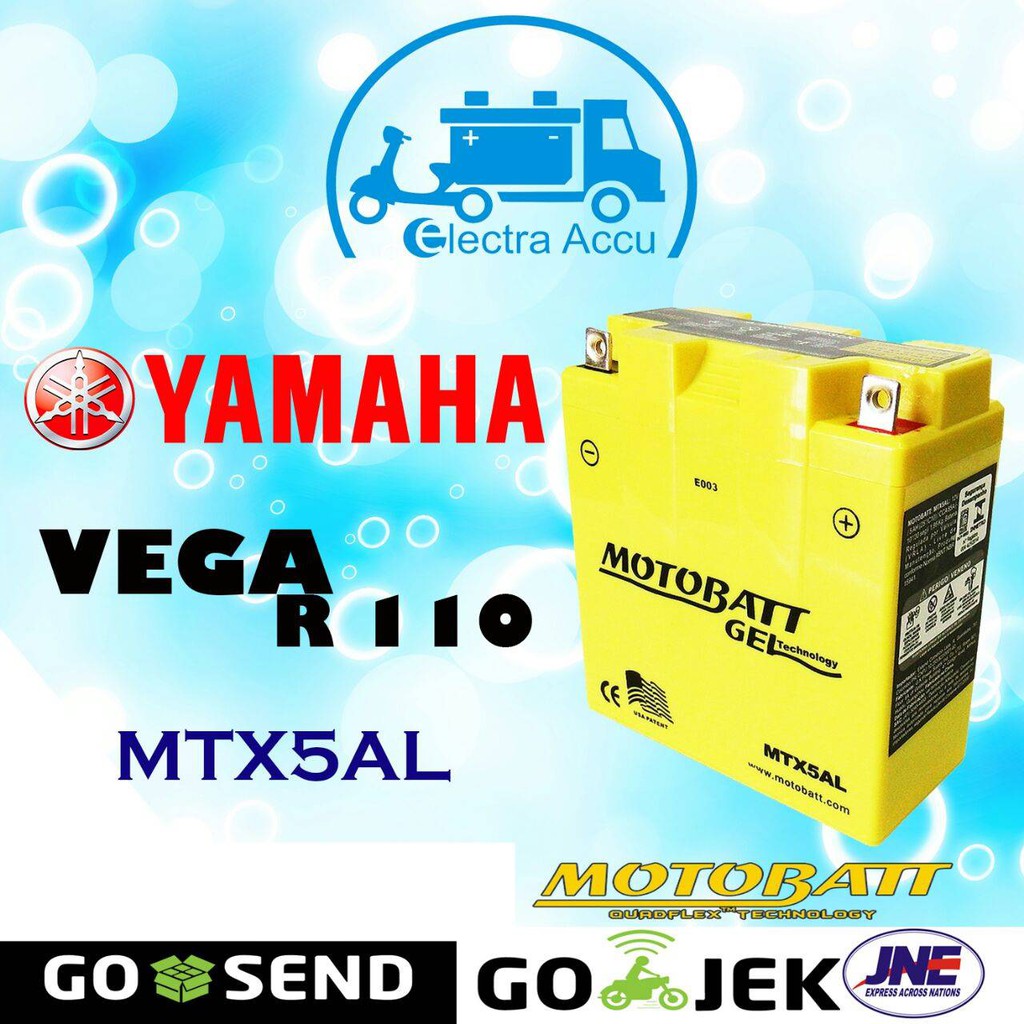  Aki  Motor  Yamaha Vega R 110  MTX5AL Motobatt  Aki  Kering Gel 