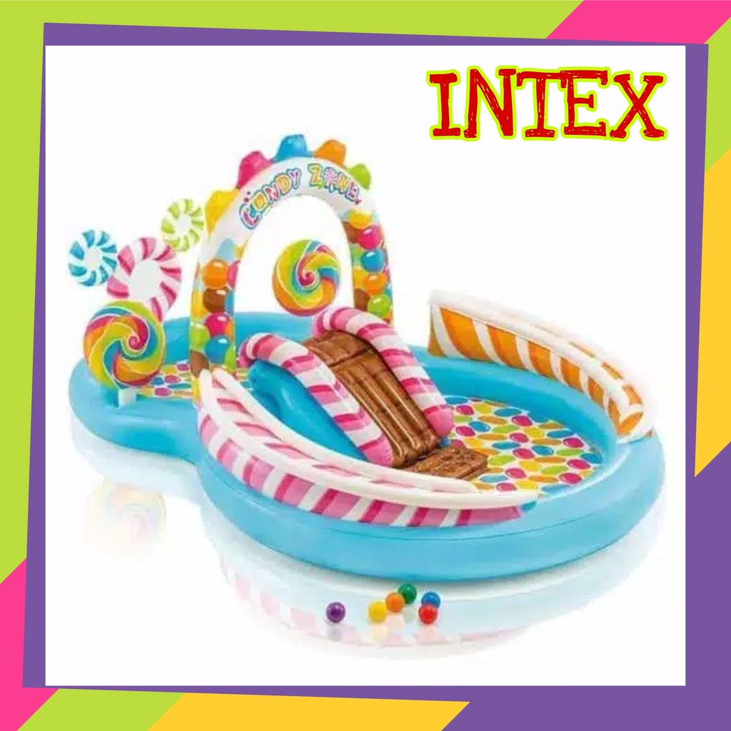 1363 / Kolam renang INTEX anak fantastic candy zone play center seluncur perosotan 57149