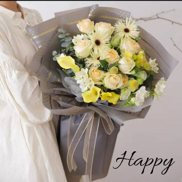 

Happy - Flower Wrap Cellophane Motif / Kertas Bunga Murah