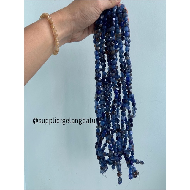 manik Batu alam GIOK BIRU SERAT Bead 12 x 10mm mix gelang kalung agate