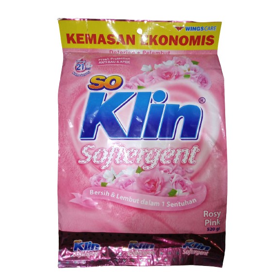 Soklin Softergent 490gr (Pink / Ungu) Detergen Bubuk