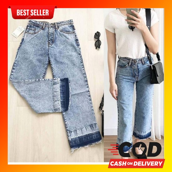 Celana Kulot Jeans Korea Jins Kekinian Jens Terbaru Cewek Wanita Hopylovy - Celana Bf Kulot Jeans Wa
