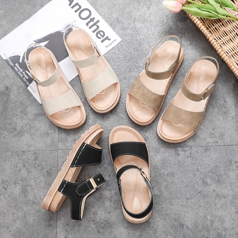 TBIG [COD] Sandal Tali Wanita SANDALPU Import Korea Bahan PU Style Santai Wanita Remaja