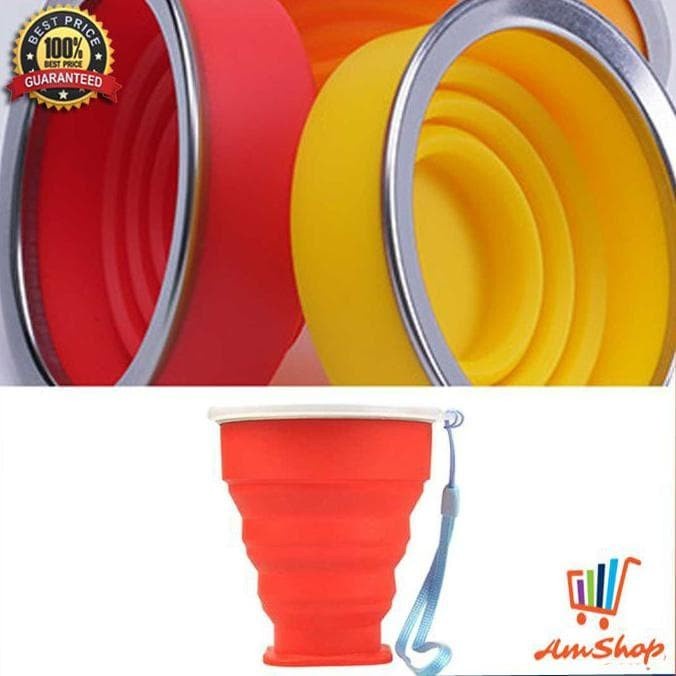 Gelas Lipat Silikon Foldable 200ml Silicone Mug Outdoor Murah