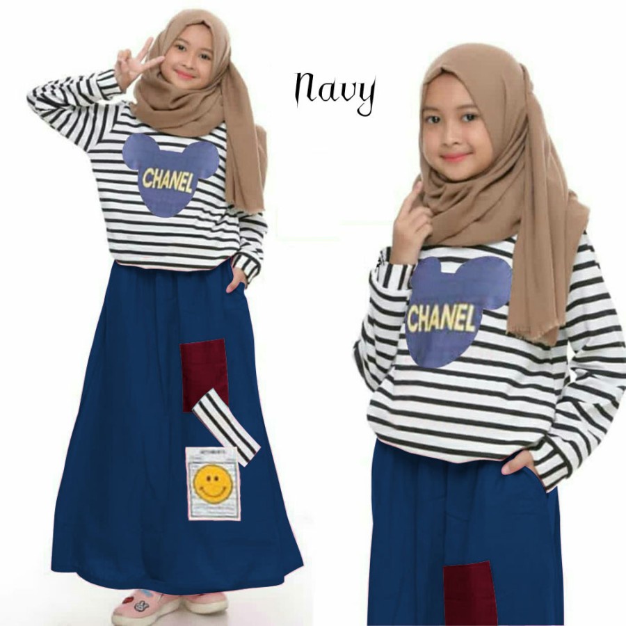 Baju Lebaran Set Anak Perempuan 6 7 8 9 Tahun Gamis Anak Pakaian Muslim Anak Set Brukat Kebaya Batik