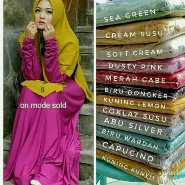 Gamis jersey tangan kerut/jauhara