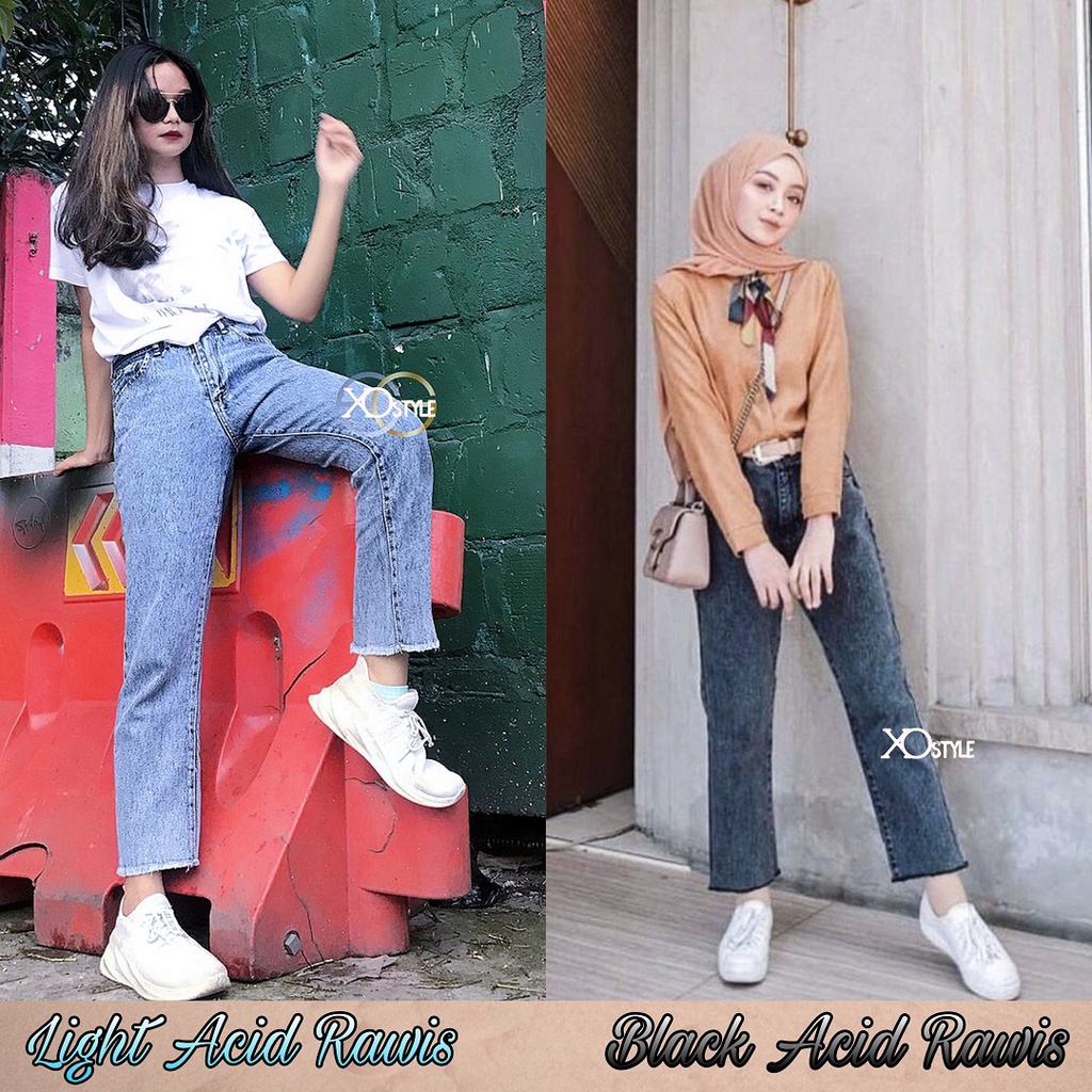 Celana Boyfriend Jeans Snow Rawis / Celana Boyfriend Jeans cewek / Celana Panjang Jeans Wanita Kekin