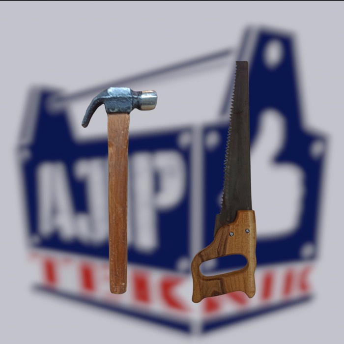 Paket gergaji kayu + palu kambing 025 murah meriah gagang kayu