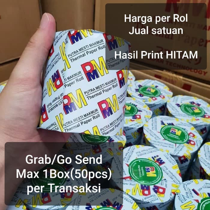

Thermal Roll 80x80 Core 17. 1 Box (50 Roll). Kertas Struk Kasir