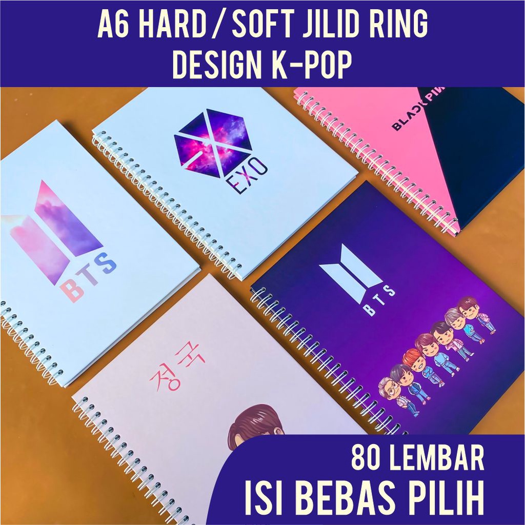

Notes Jilid Ring Spiral Isi Bebas Pilih A6 80 Lembar Hardcover Softcover | Buku Jurnal Agenda Desain KPOP