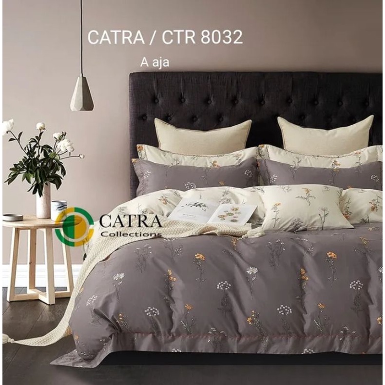 Bedcover Set Katun Catra Motif Bunga Aster 160x200 ~ 200x200