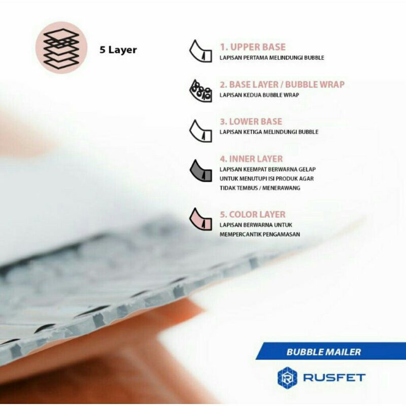 RUSFET BUBBLE MAILER | POLYMAILER BUBBLE | AMPLOP BUBBLE PREMIUM METALLIZED ™