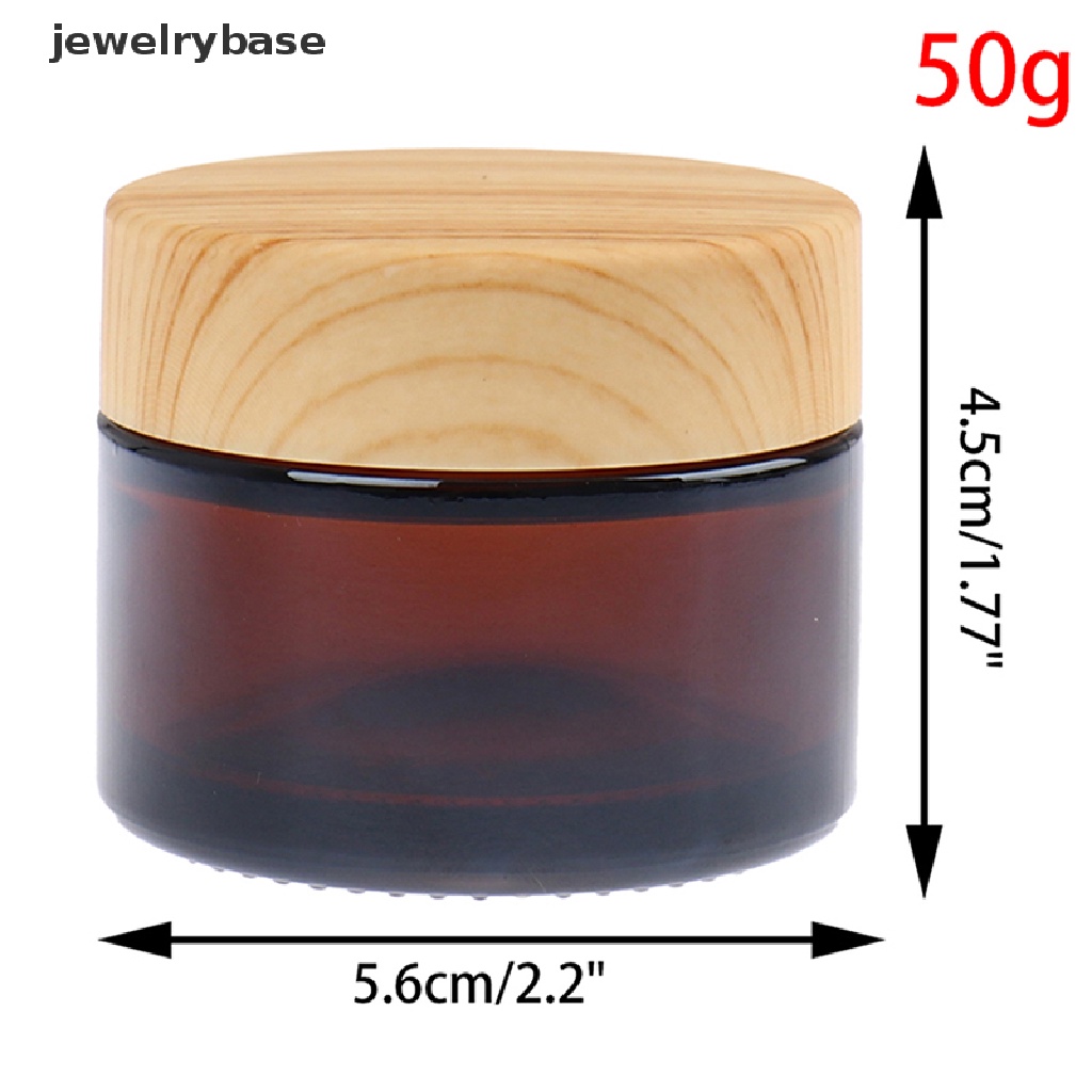 [Base] 1Pc Skin Care Glass Jar Pot Refillable Bottle Cosmetic Container With Wood Grain Boutique