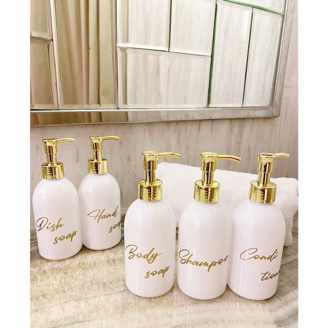 botol 250ml NEW gold PLATINUM LUXURY. aesthetic bottle refill tempat sabun cair pump estetik