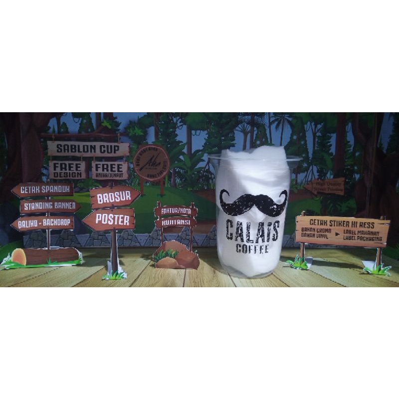 Cup plastik sablon 2 sisi 12oz 14oz 16oz Oval