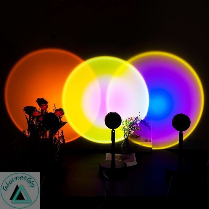 Sunset Lamp / Lampu Tidur Proyektor with Sunset/Rainbow/Sun Colour USB LED Projection