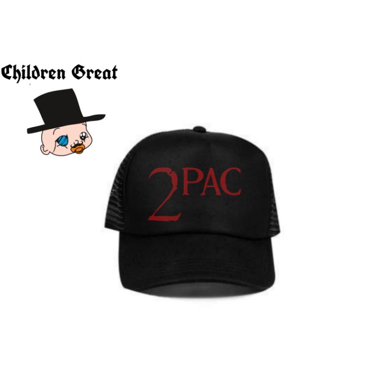 Snapback topi TUPAC SHAKUR 2PAC trucker rapper polos hitam caps hat jaring bisbol