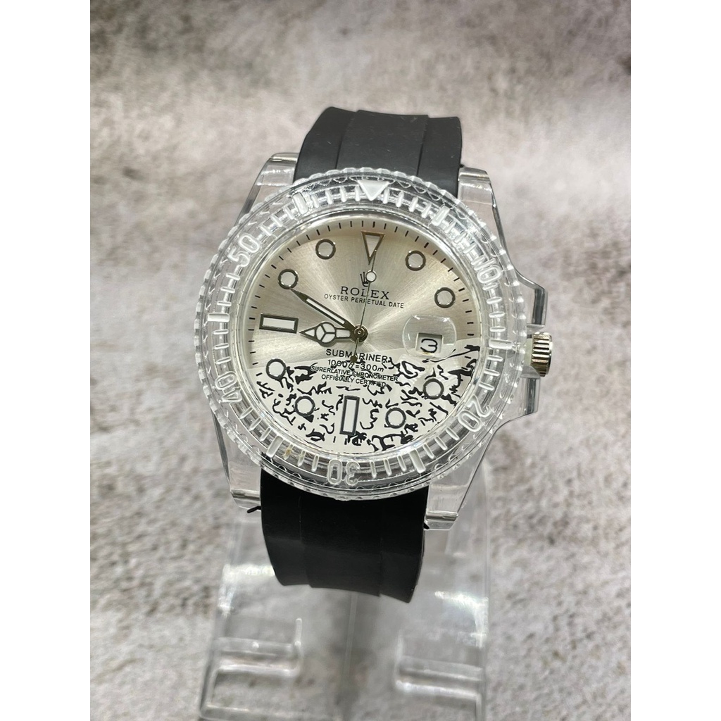 Jam Tangan Wanita Rolex K6302Z Tali Rubber Tanggal Aktif Free Box &amp; Baterai