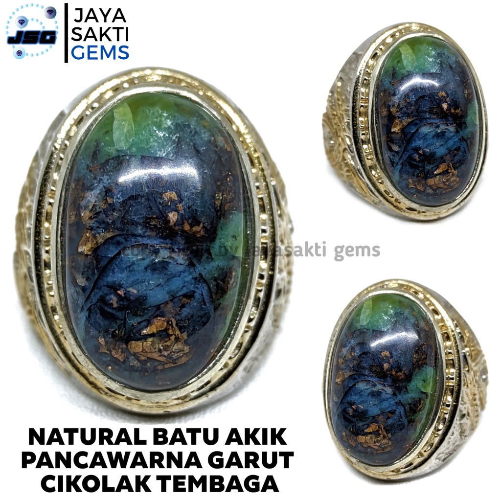 Natural Batu Akik Cikolak Garut Motif Pancawarna CKG09