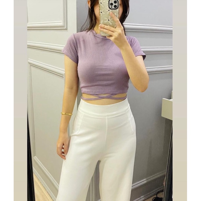 Rope hailey crop top / crop top basic / korean crop top tali / top tali