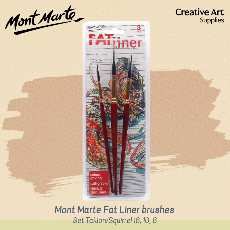 

Mont Marte Fat Liner Brushes Set Taklon/Squirrel 16, 10, 6