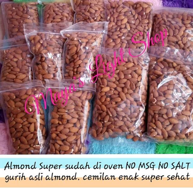 Almond oven 100gr roasted almond halal kacang almond panggang badam asibooster cemilan bumil promil diet keto vegan vegetarian