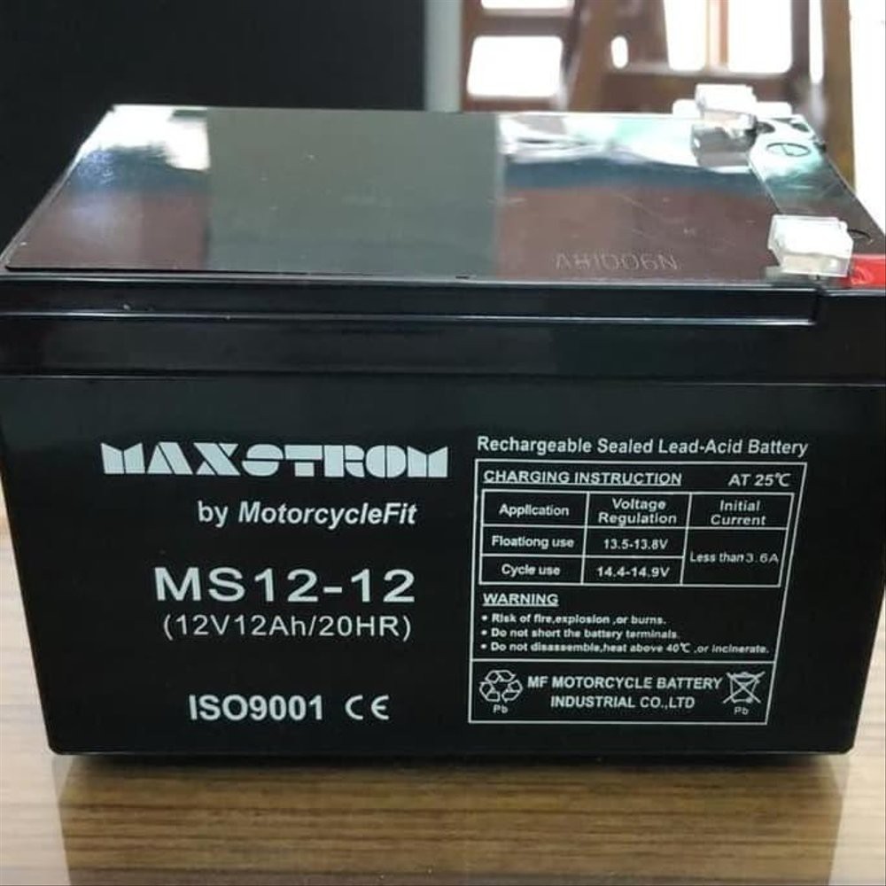 Aki kering baterai VRLA maxstrom MF 12AH 12V sepeda listrik dan pembangkit tenaga listrik bagus