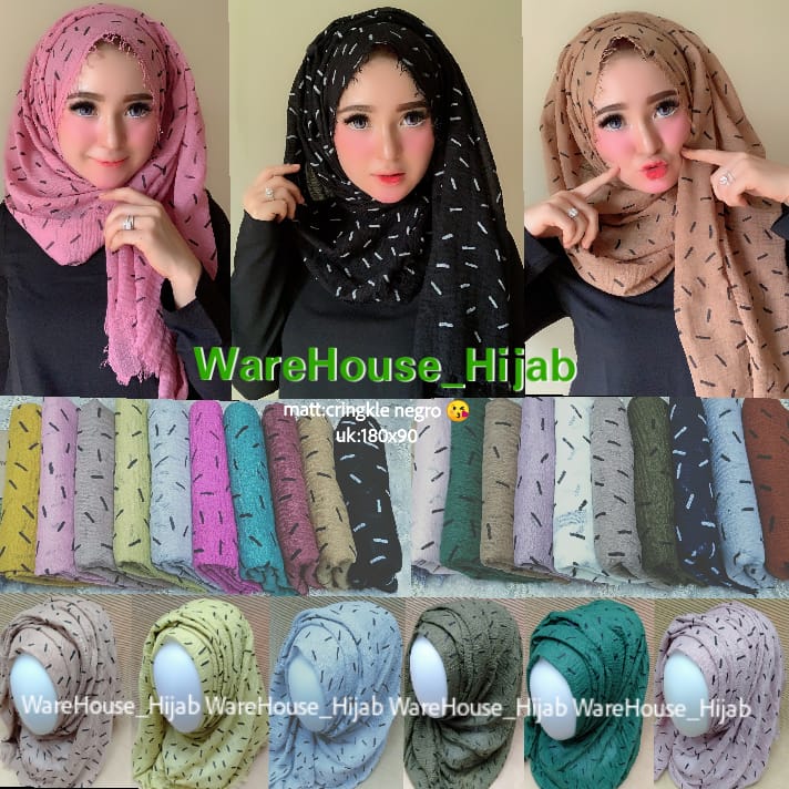 hijab pashmina crinkle motif polkadot garis / pashmina crinkle motif pokadot garis terbaru COD
