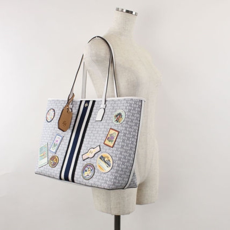 Tory Burch Gemini Link Canvas Applique New Ivory