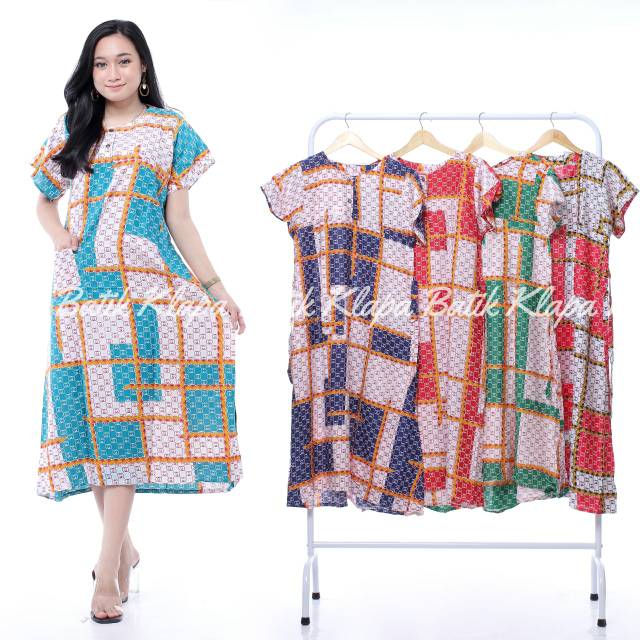 Daster Busui Klok Motif Kotak Kotak Putih DS Fashion
