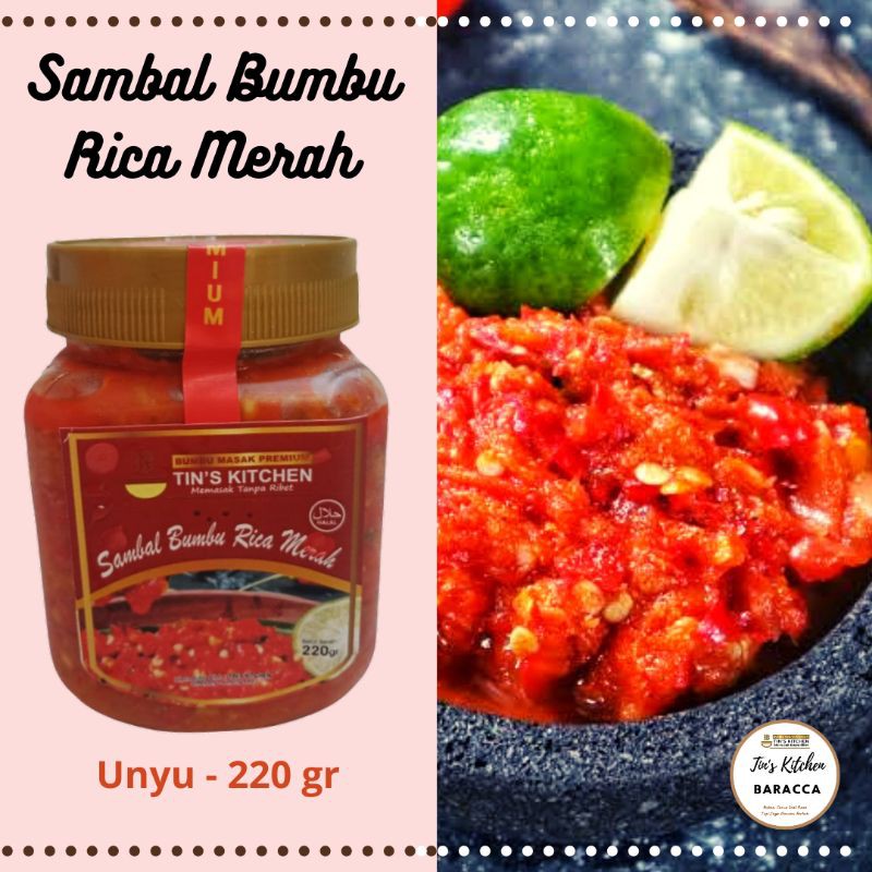 

Sambal Bumbu Rica Merah 220 gr Tins Kitchen dari Cabe Segar dan Asli - Kemasan Unyu