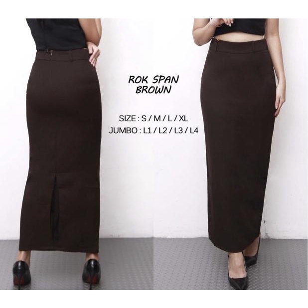 ROK KERJA WANITA PANJANG PREMIUM S - XL PINK SLIP SPAN REMPEL BELAKANG –JAM.19Au22ᴵ