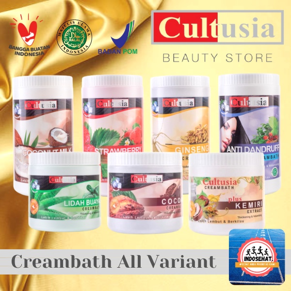 CULTUSIA Creambath Strawberry Cocoa Ginseng Kemiri Lidah Buaya Anti Dandruff Red Pome Kiwi Coconut Milk Avocado - Perawatan Creambath Rambut