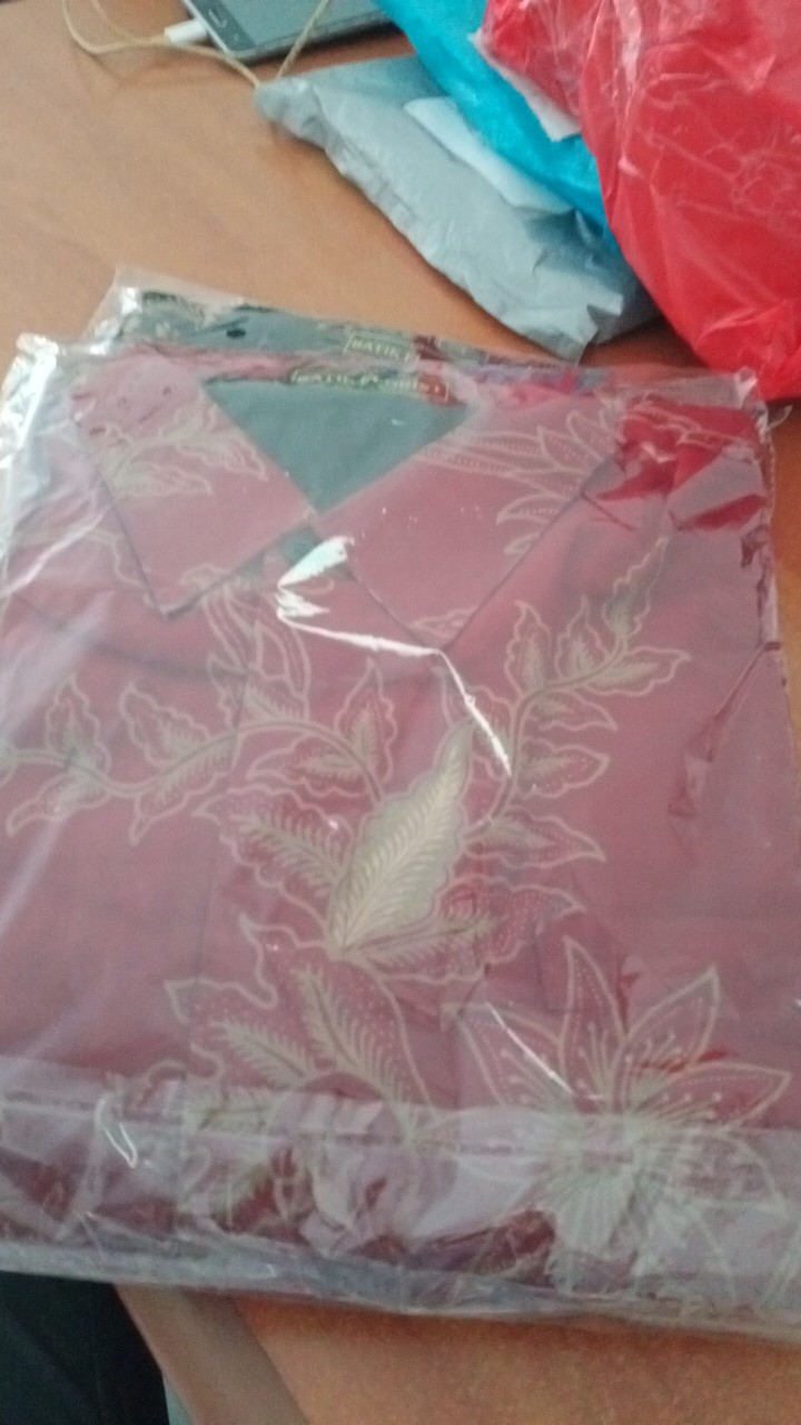 Peksi Seling Merah Kemeja Batik Pria Full Furing Bahan Katun Primisima