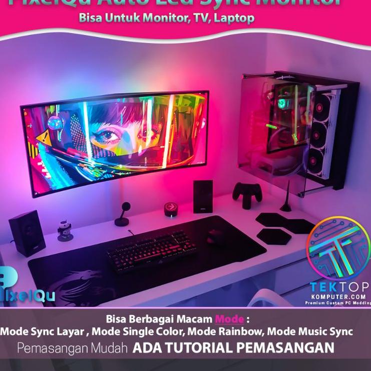 Recomended.. PixelQu Smart Ambient Light Monitor Auto Sync Layar RGB Led Strip